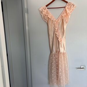 Esteves Vintage Satin & Lace Nightgown - M/L